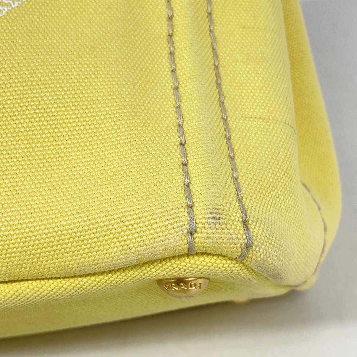 Prada Tote Bag Canapa Canvas Yellow Gold — view 6