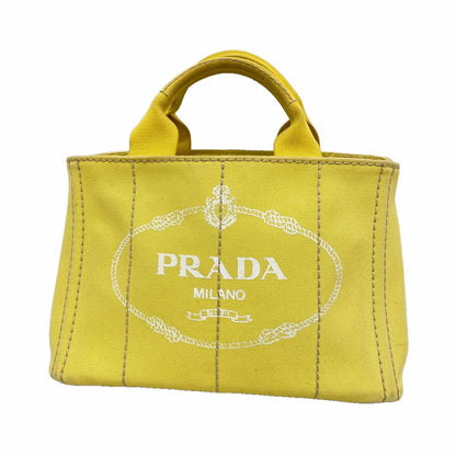 Prada Tote Bag Canapa Canvas Yellow Gold