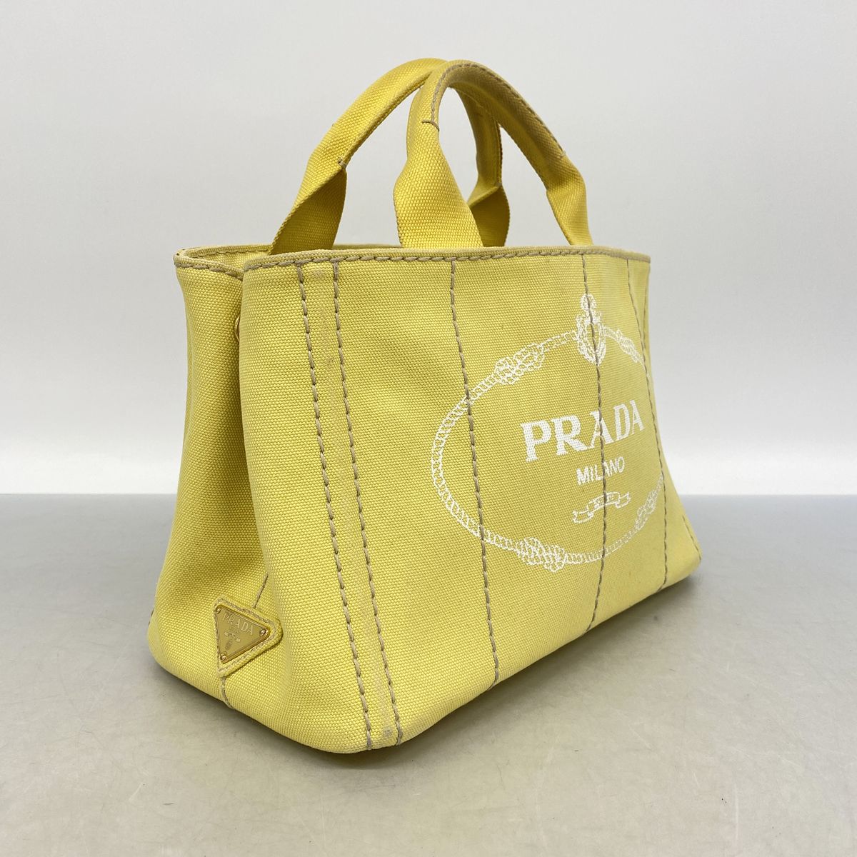 Prada Tote Bag Canapa Canvas Yellow Gold — view 2