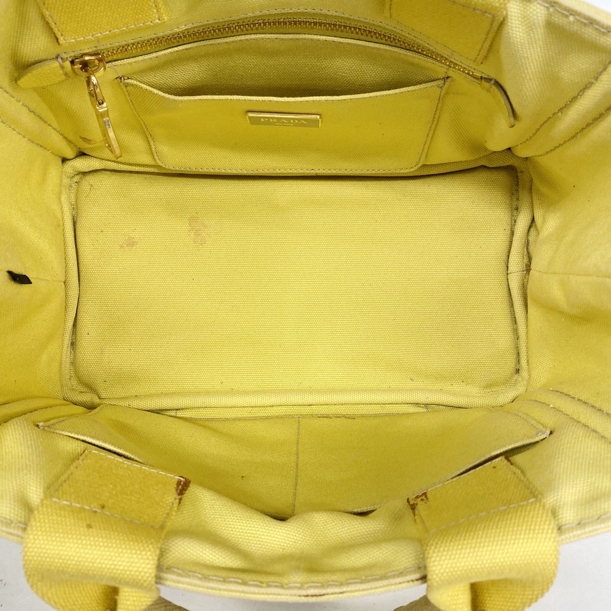 Prada Tote Bag Canapa Canvas Yellow Gold — view 4