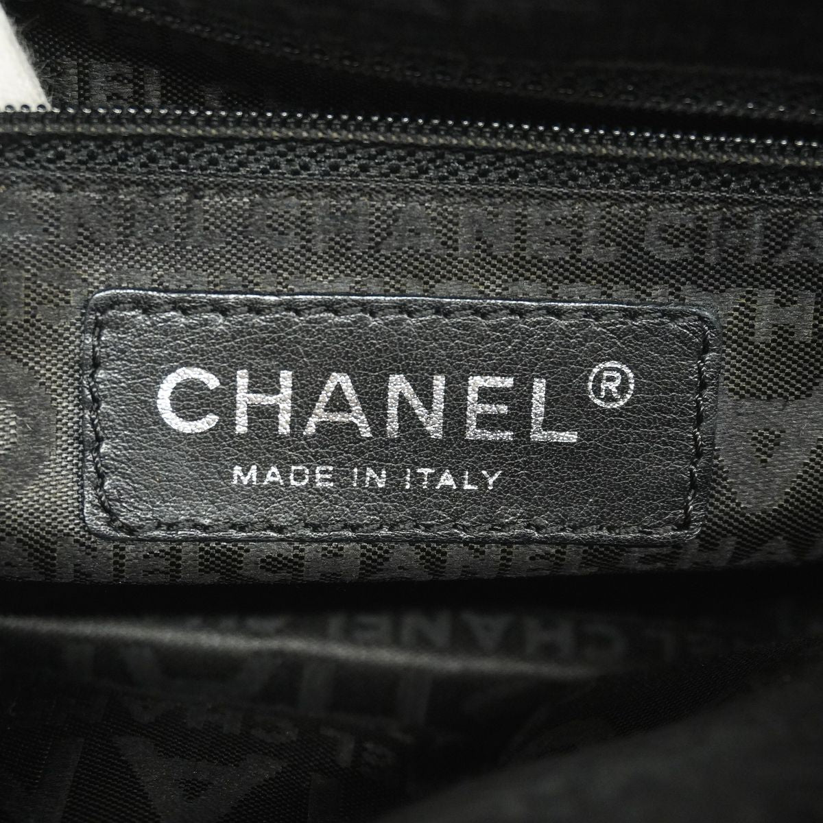 Chanel Shoulder Bag Canvas Beige Black Silver — view 5