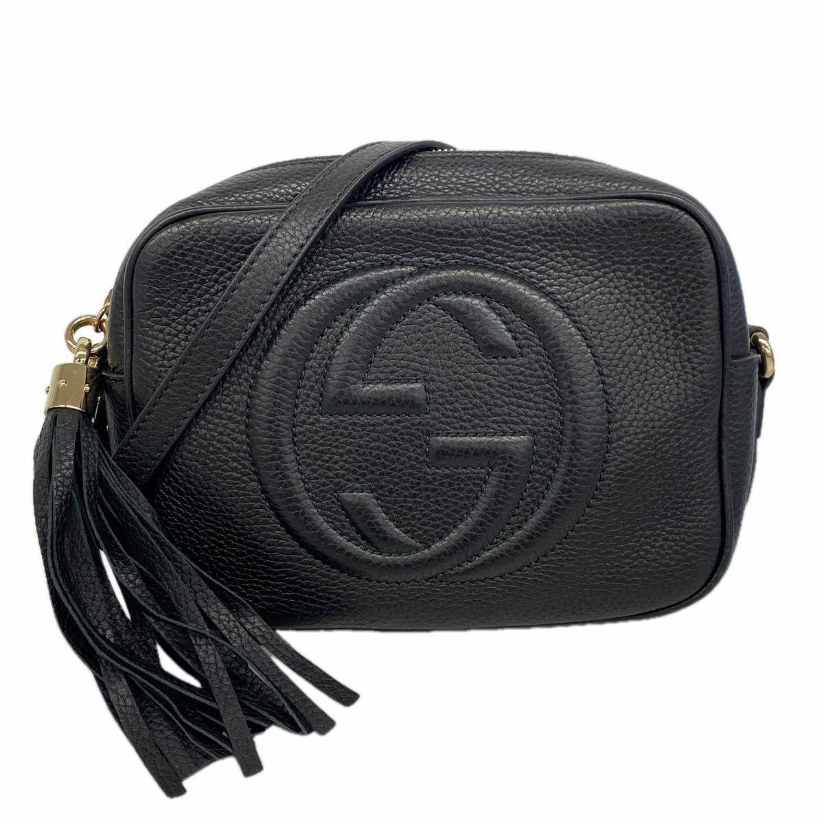 Gucci Shoulder Bag Soho Leather Black Champagne Gold
