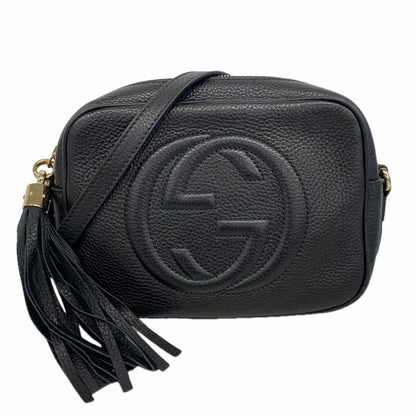 Gucci Shoulder Bag Soho Leather Black Champagne Gold