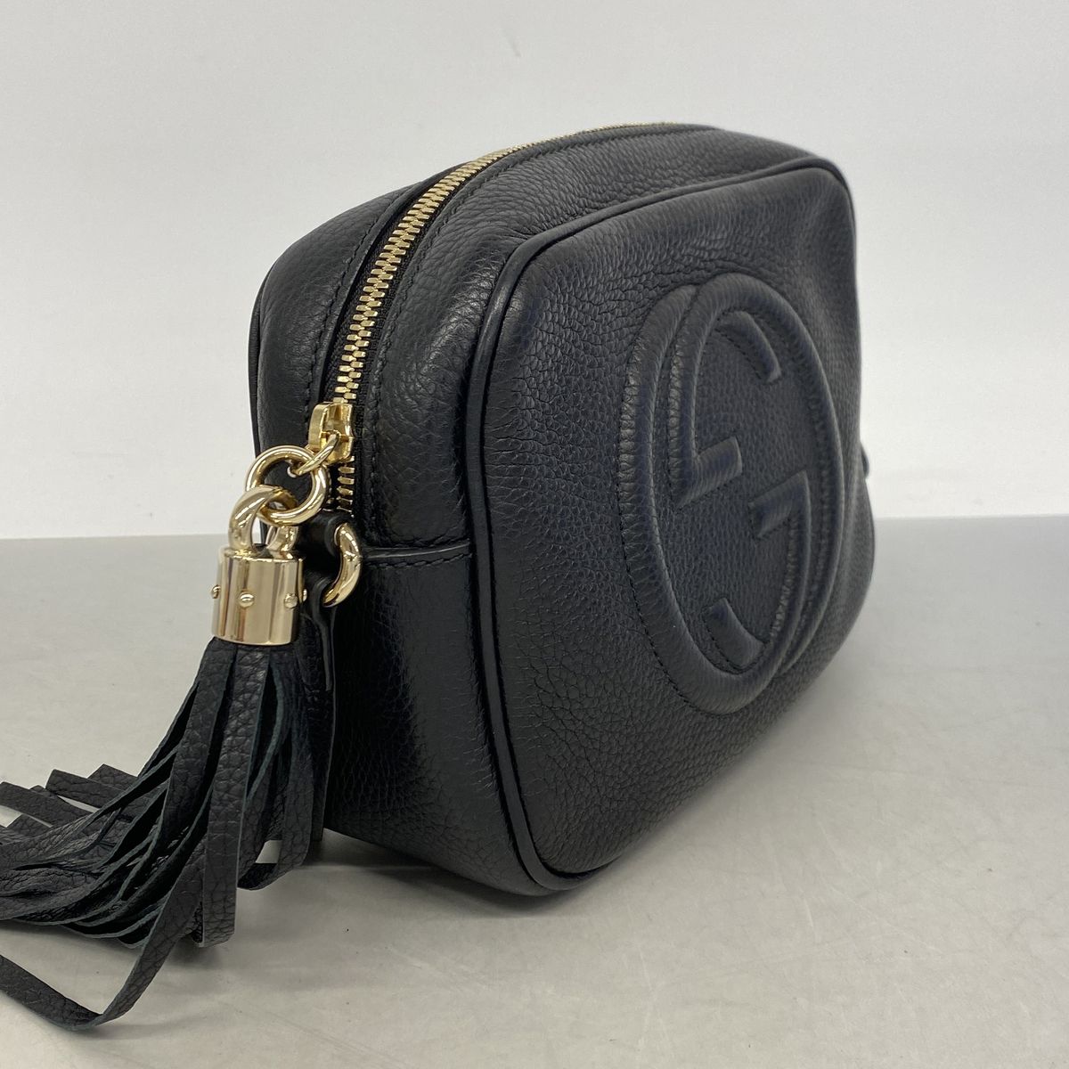 Gucci Shoulder Bag Soho Leather Black Champagne Gold — view 2