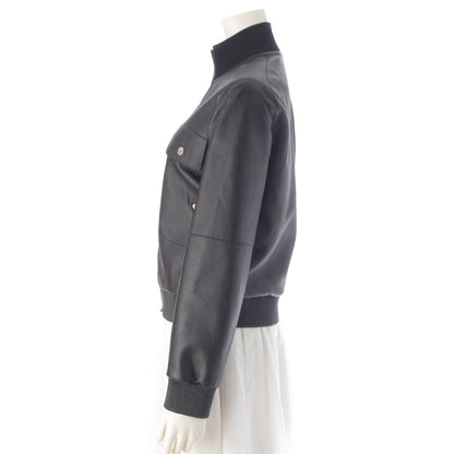 Hermes Deerskin Sellier Buttons Jacket Black 34 — view 3