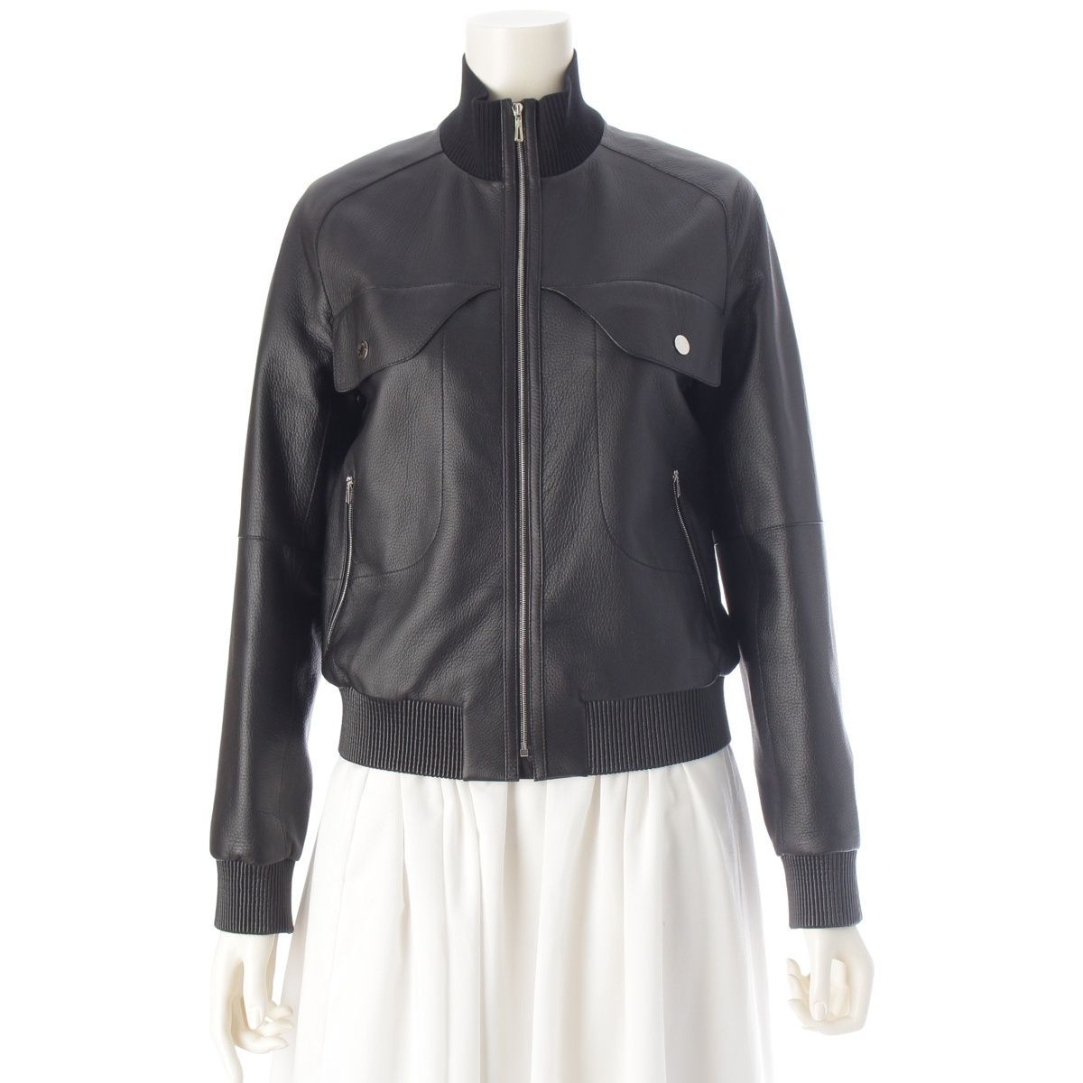 Hermes Deerskin Sellier Buttons Jacket Black 34