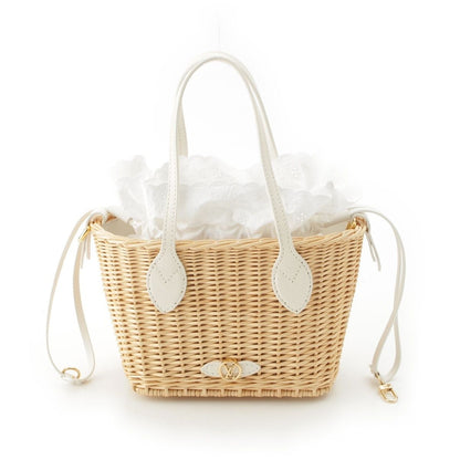 Louis Vuitton Neverfull BB Wicker 2-Way Tote Bag Natural White