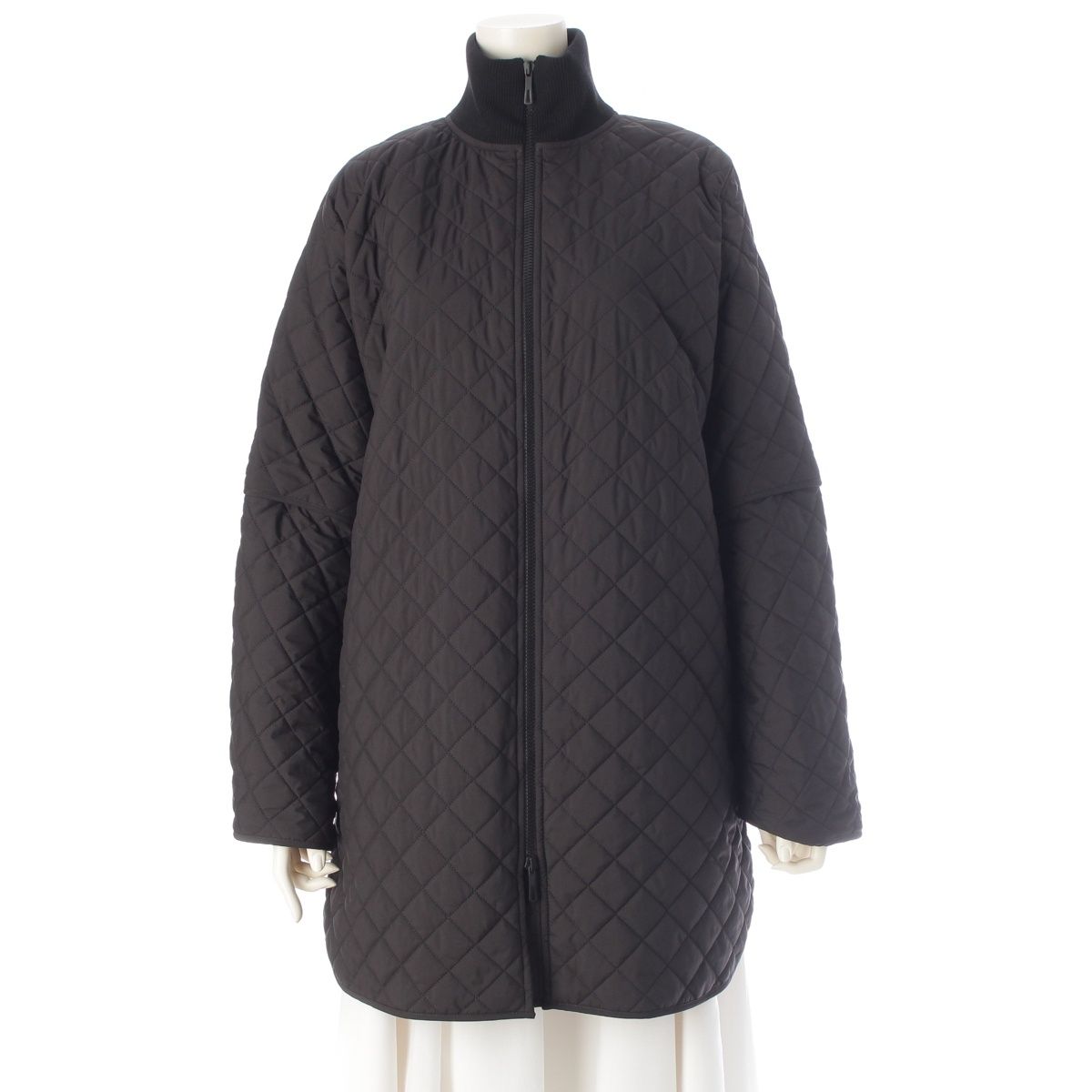 Hermes Modular Belt Quilted 2-Way Poncho Jacket 6 Black 38
