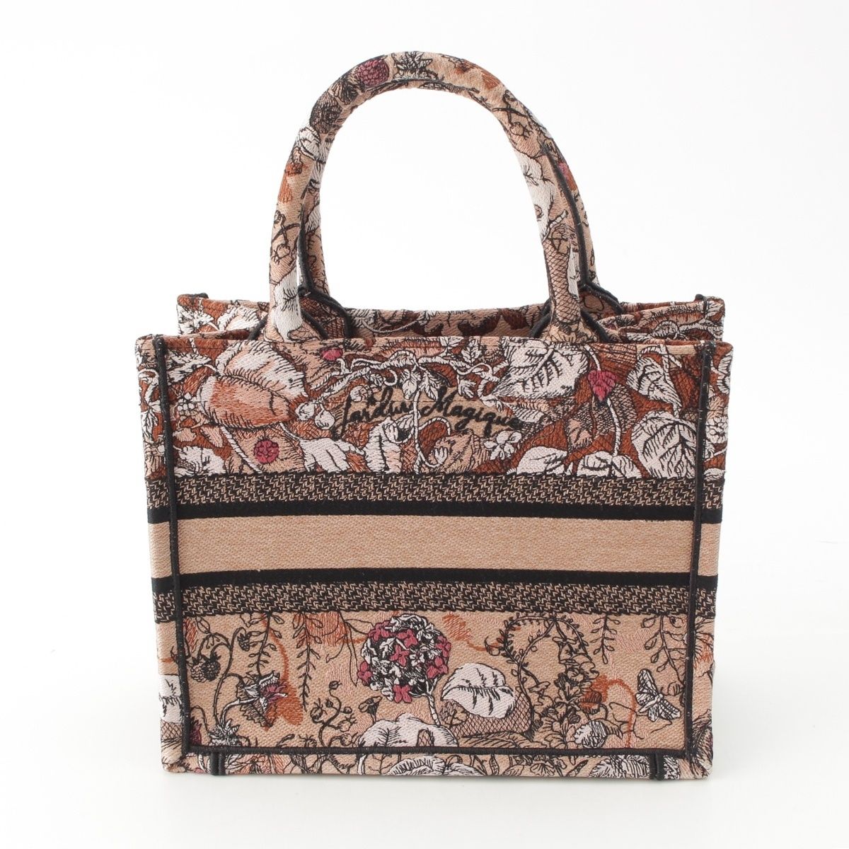 Dior Jardin Magique Book Tote Small Canvas Embroidery Handbag Beige Brown — view 4
