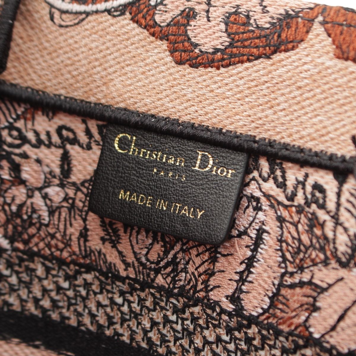 Dior Jardin Magique Book Tote Small Canvas Embroidery Handbag Beige Brown — view 7