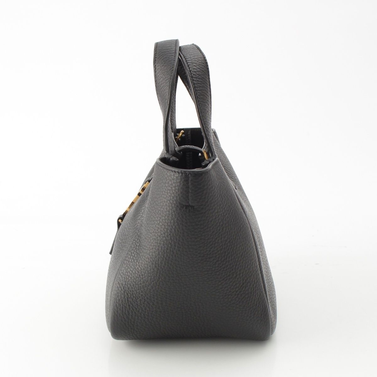 Saint Laurent Le 5 A 7 Bea Baby Bear Gray Leather 2-Way Handbag Black — view 3