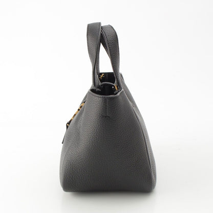 Saint Laurent Le 5 A 7 Bea Baby Bear Gray Leather 2-Way Handbag Black — view 3