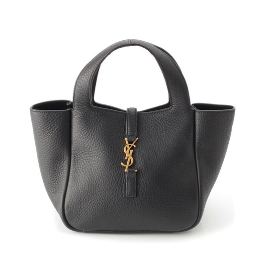 Saint Laurent Le 5 A 7 Bea Baby Bear Gray Leather 2-Way Handbag Black