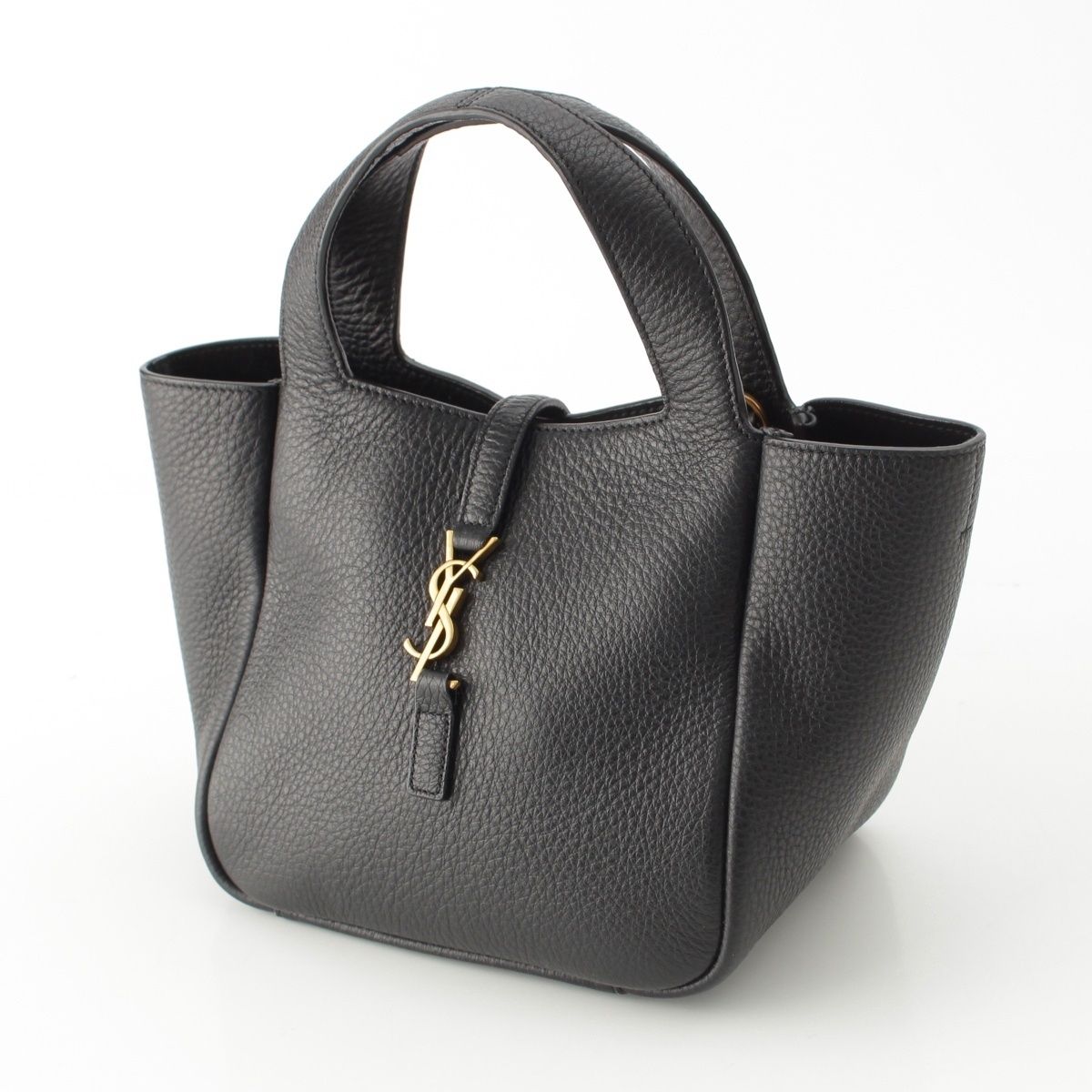 Saint Laurent Le 5 A 7 Bea Baby Bear Gray Leather 2-Way Handbag Black — view 2