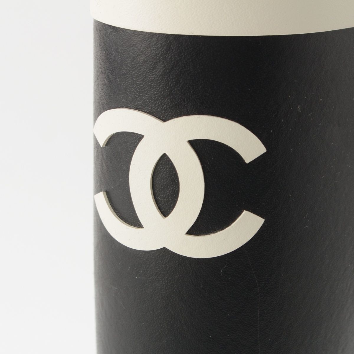 Chanel Rubber CC Logo Long Boots Rain Shoes Black White — view 7