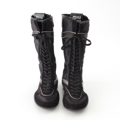 Miu Miu Gymnasium Technical Fabric Zip Up Boots Sneakers Black — view 2