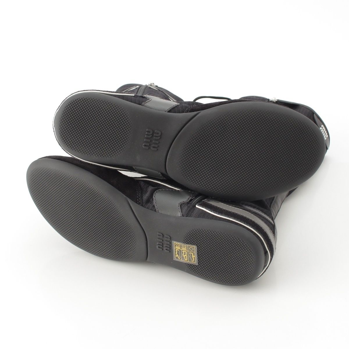 Miu Miu Gymnasium Technical Fabric Zip Up Boots Sneakers Black — view 5