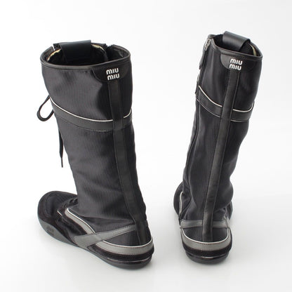 Miu Miu Gymnasium Technical Fabric Zip Up Boots Sneakers Black — view 4
