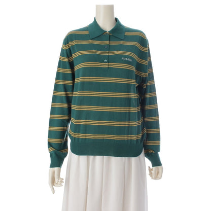 Miu Miu Cashmere Silk Long Sleeve Knit Polo Shirt Top Mmla 78 Green Yellow 36