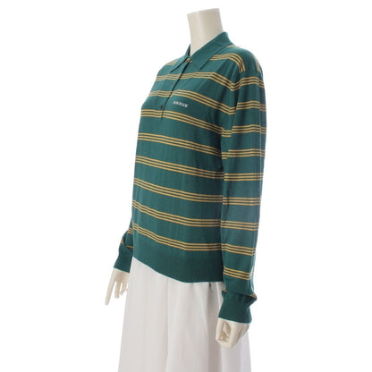 Miu Miu Cashmere Silk Long Sleeve Knit Polo Shirt Top Mmla 78 Green Yellow 36 — view 2