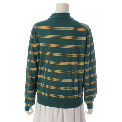Miu Miu Cashmere Silk Long Sleeve Knit Polo Shirt Top Mmla 78 Green Yellow 36 — view 4