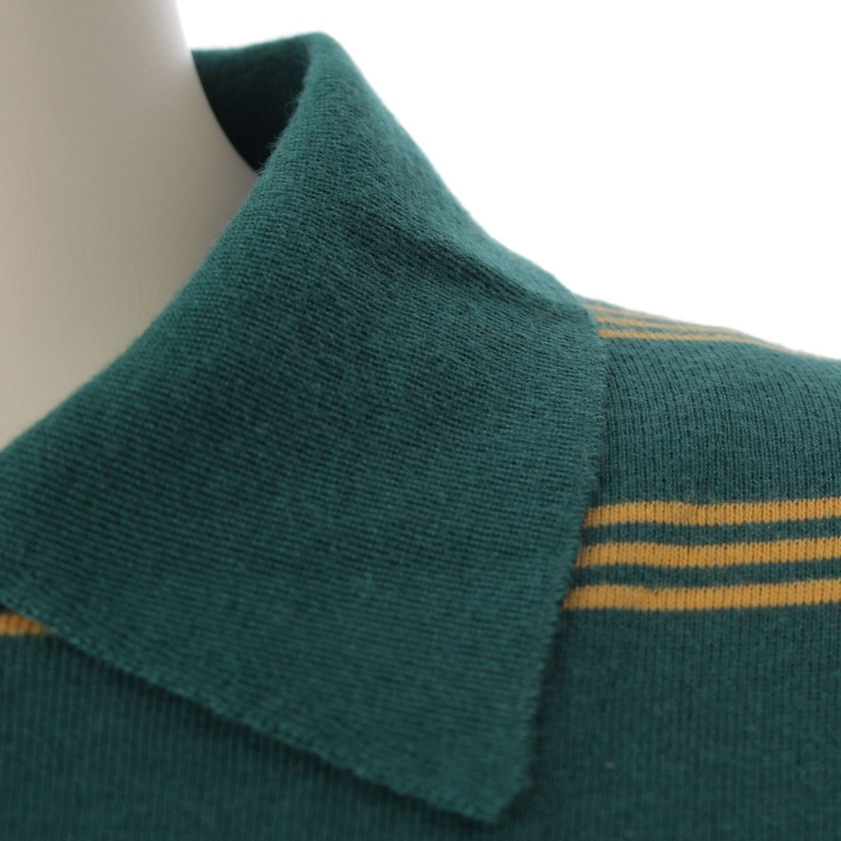 Miu Miu Cashmere Silk Long Sleeve Knit Polo Shirt Top Mmla 78 Green Yellow 36 — view 7