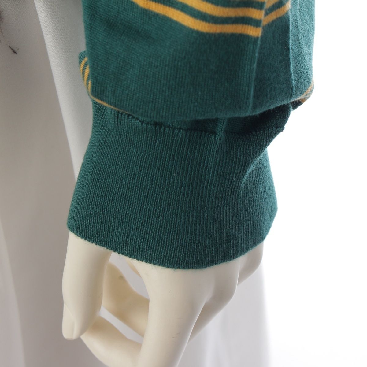Miu Miu Cashmere Silk Long Sleeve Knit Polo Shirt Top Mmla 78 Green Yellow 36 — view 6