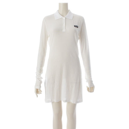 Miu Miu Cotton Ribbed Mini Dress Long Sheer Polo Shirt Top White