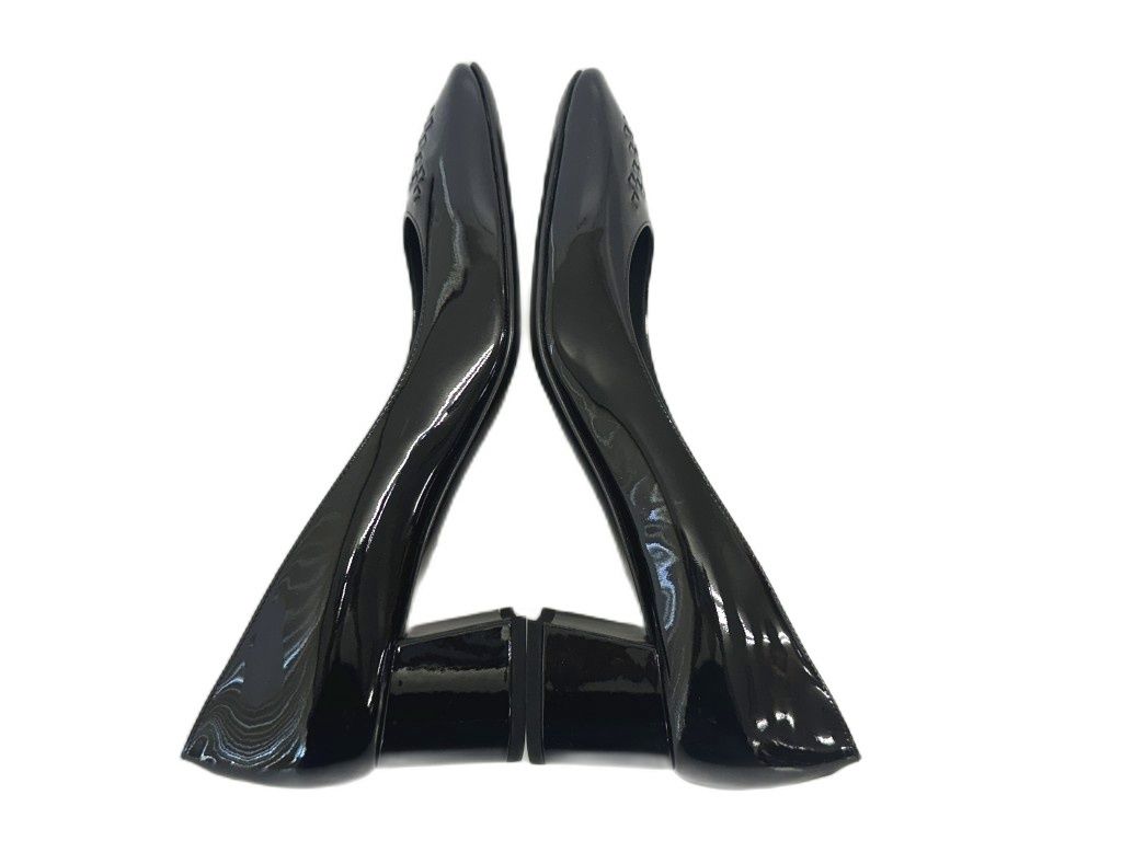 Bottega Veneta Scarpa Pelle S Cuoio Patent Leather Chunky Heel Pumps Black — view 4
