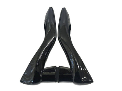 Bottega Veneta Scarpa Pelle S Cuoio Patent Leather Chunky Heel Pumps Black — view 4