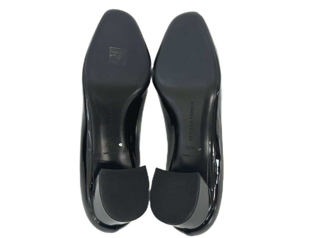 Bottega Veneta Scarpa Pelle S Cuoio Patent Leather Chunky Heel Pumps Black — view 5