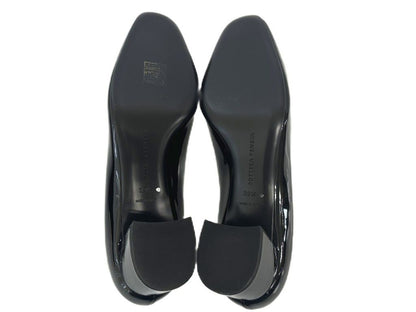 Bottega Veneta Scarpa Pelle S Cuoio Patent Leather Chunky Heel Pumps Black — view 5