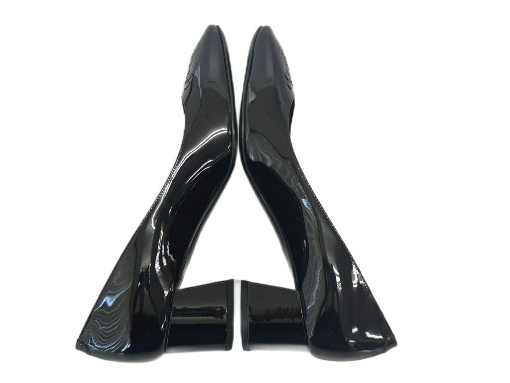 Bottega Veneta Scarpa Pelle S Cuoio Patent Leather Chunky Heel Pumps Black — view 3