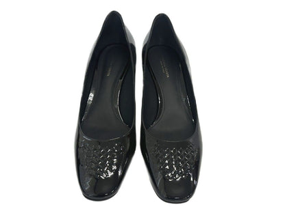Bottega Veneta Scarpa Pelle S Cuoio Patent Leather Chunky Heel Pumps Black — view 2