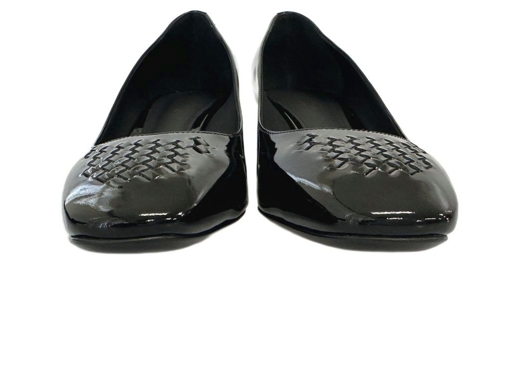 Bottega Veneta Scarpa Pelle S Cuoio Patent Leather Chunky Heel Pumps Black — view 7