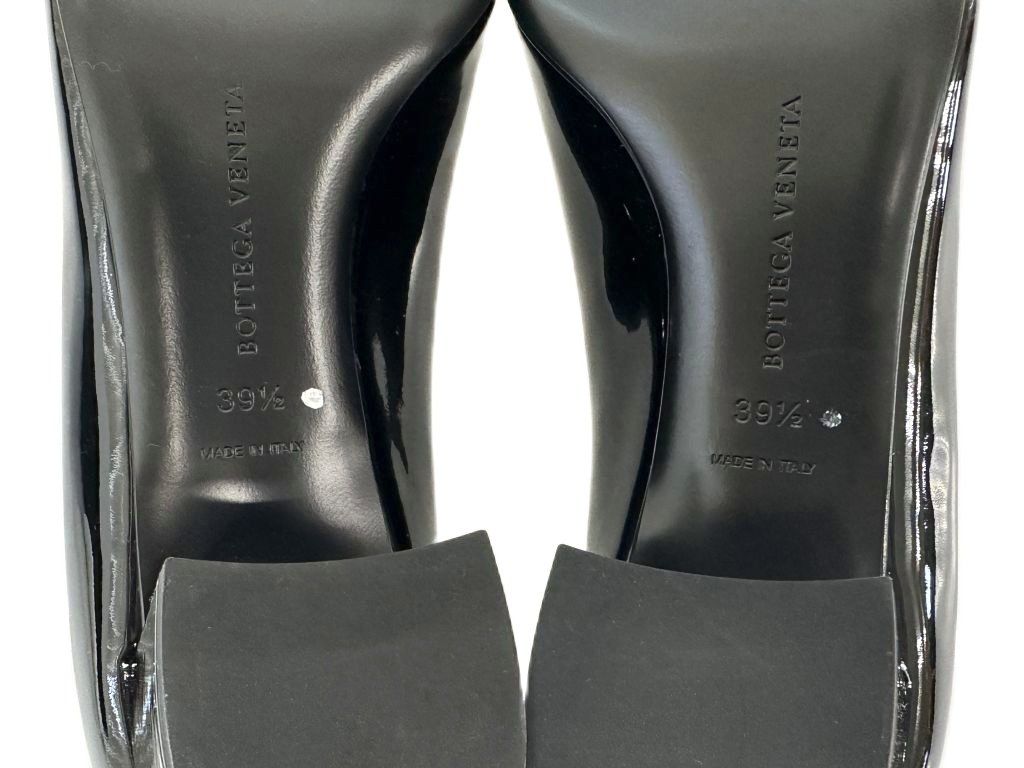 Bottega Veneta Scarpa Pelle S Cuoio Patent Leather Chunky Heel Pumps Black — view 6