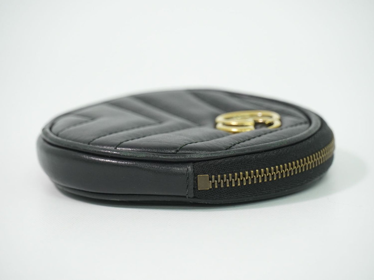 Gucci GG Marmont Round Shape Coin Purse Leather Black — view 4