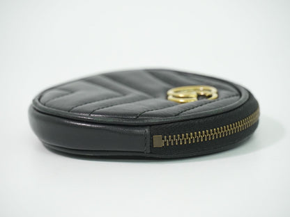 Gucci GG Marmont Round Shape Coin Purse Leather Black — view 4