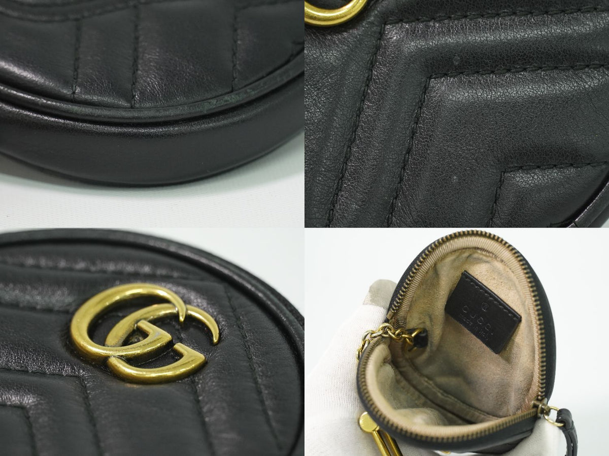 Gucci GG Marmont Round Shape Coin Purse Leather Black — view 8