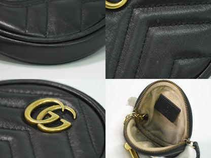 Gucci GG Marmont Round Shape Coin Purse Leather Black — view 8