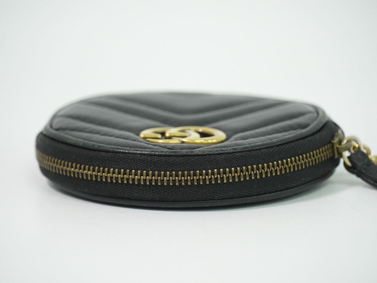 Gucci GG Marmont Round Shape Coin Purse Leather Black — view 5