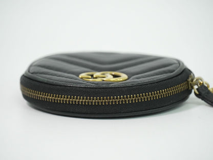 Gucci GG Marmont Round Shape Coin Purse Leather Black — view 5