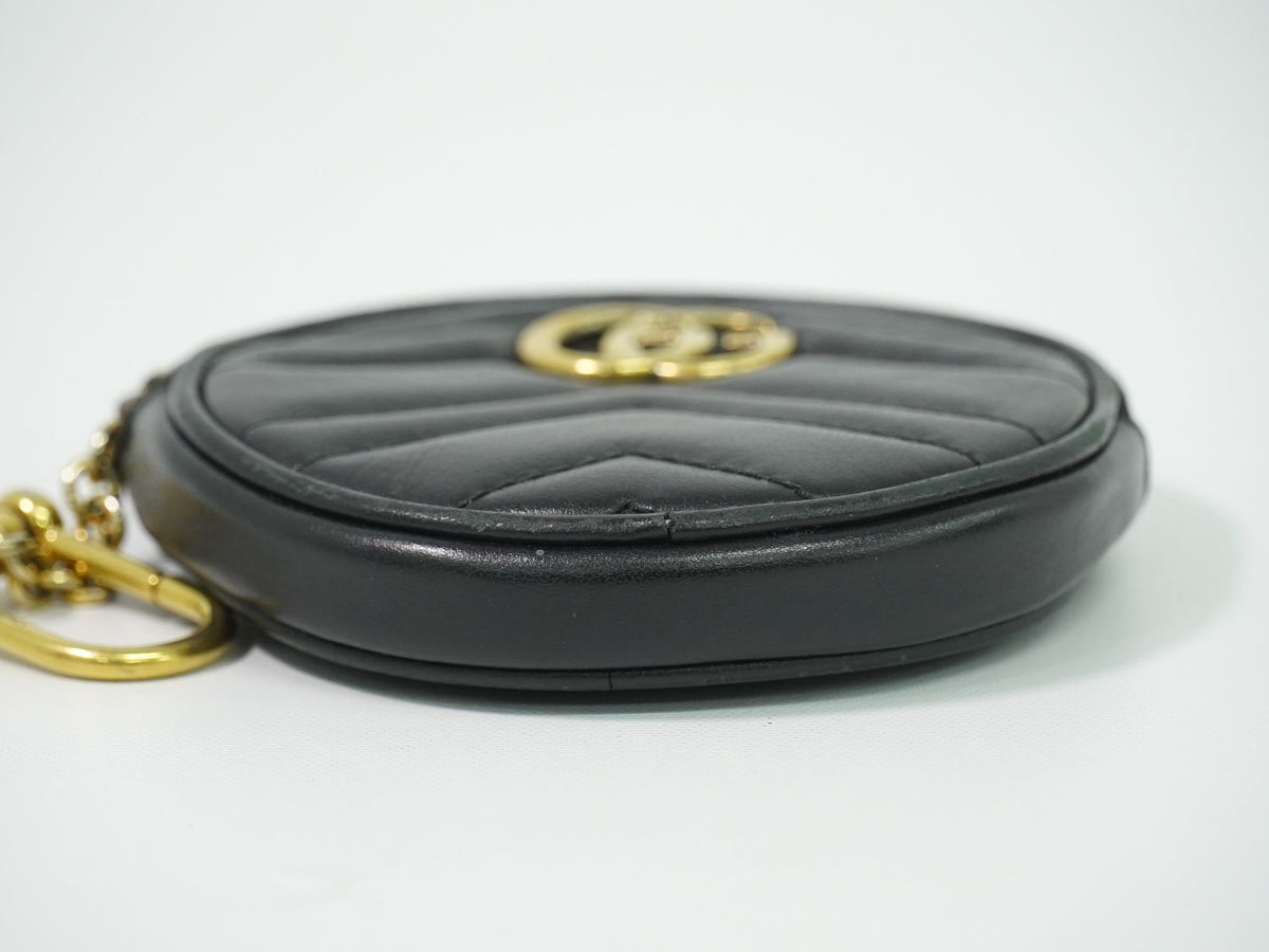 Gucci GG Marmont Round Shape Coin Purse Leather Black — view 3