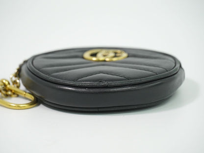 Gucci GG Marmont Round Shape Coin Purse Leather Black — view 3