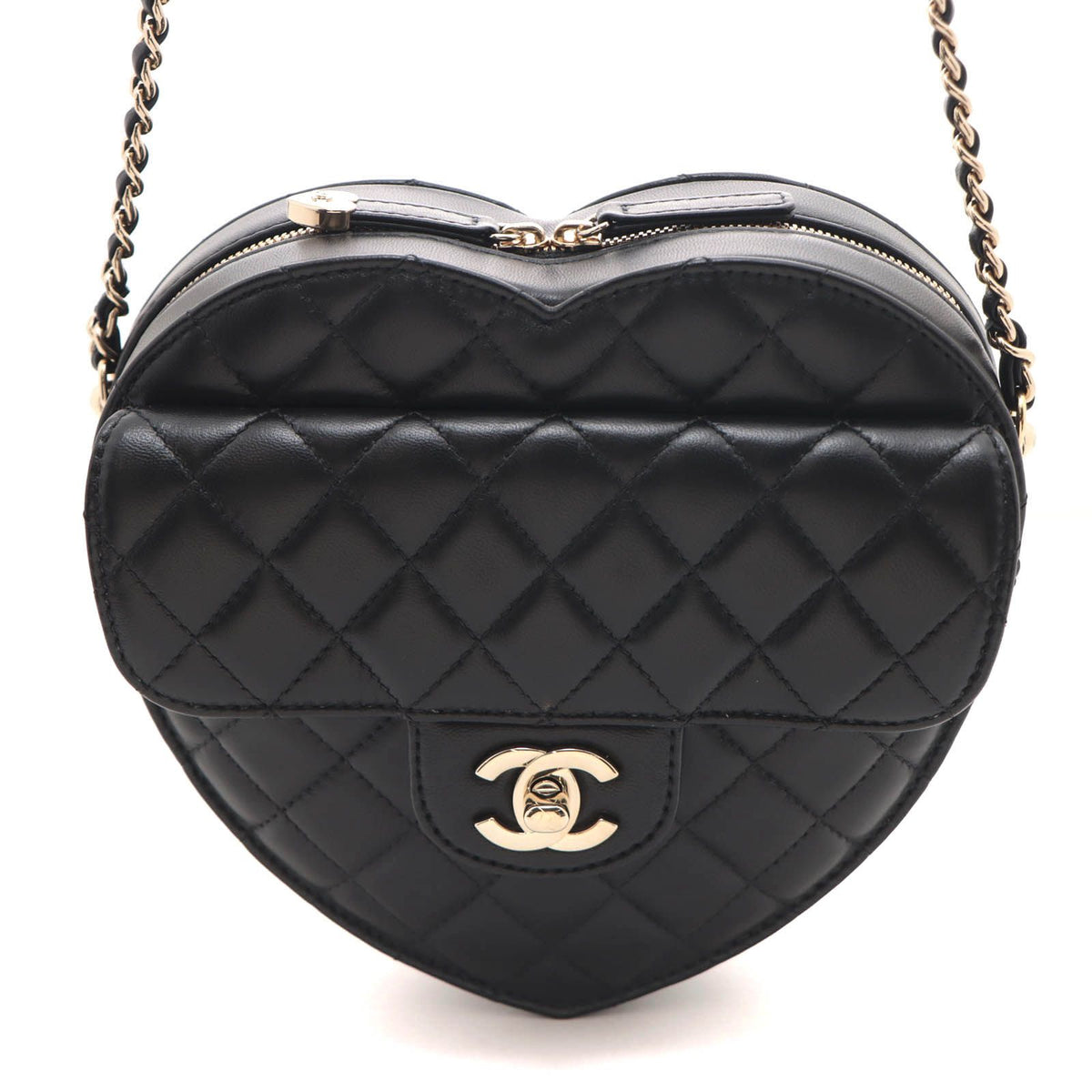 Chanel Quilted Heart Shape Shoulder Bag Lambskin