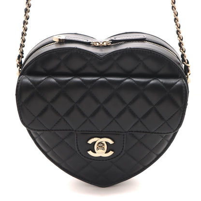 Chanel Quilted Heart Shape Shoulder Bag Lambskin