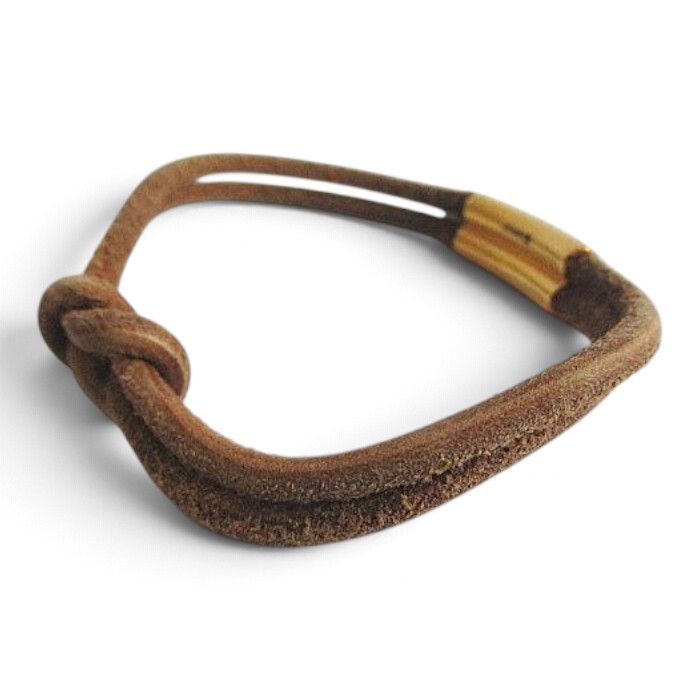 Hermes Heraku Tall Leather Bracelet Brown Gold — view 4