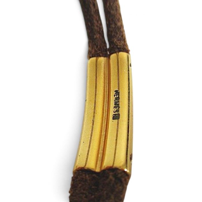 Hermes Heraku Tall Leather Bracelet Brown Gold — view 5