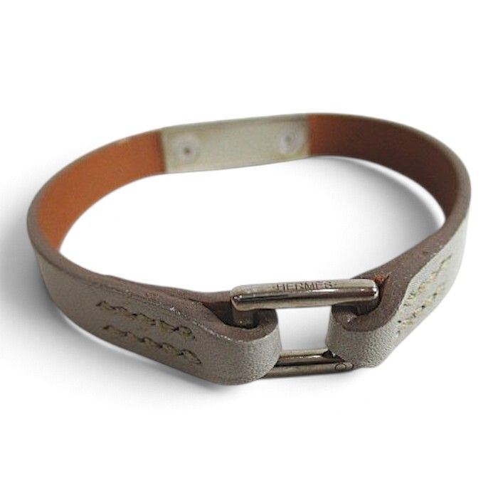 Hermes Leather Bracelet Mini Rival Gray — view 4