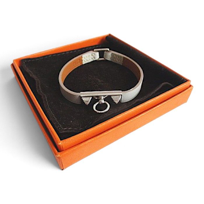 Hermes Leather Bracelet Mini Rival Gray
